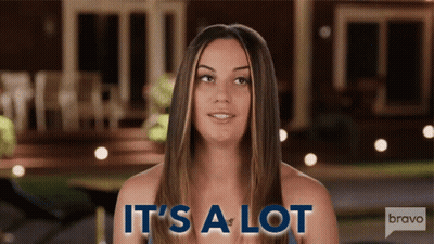 Woman Saying It's A Lot Bravo Logo GIF