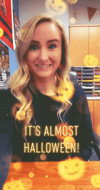 Woman Saying It's Almost Halloween GIF