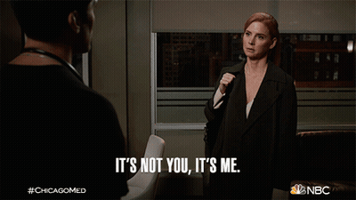 Woman Saying It's Not You It's Me Next To Doctor GIF