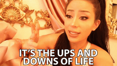 Woman Saying It's the Ups and Downs of Life