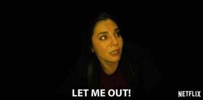 Woman Saying Let Me Out In Dark Room GIF