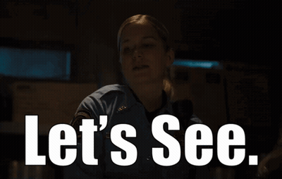 Woman Saying Let's See In Front Of Broom GIF
