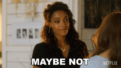 Woman Saying Maybe Not In Front Of Netflix Logo GIF