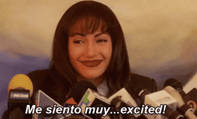 Woman Saying Me Siento Muy Excited At Microphones GIF