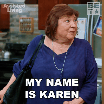 Woman Saying My Name Is Karen Assisted Living Ad GIF