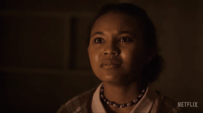 Woman Saying No In Dark Room GIF