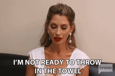 Woman Saying Not Ready To Throw In Towel GIF