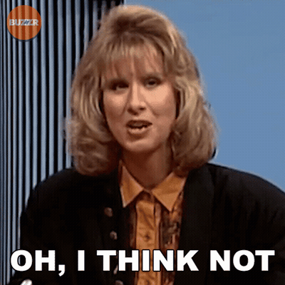 Woman Saying Oh I Think Not In Front Of Striped Wall GIF