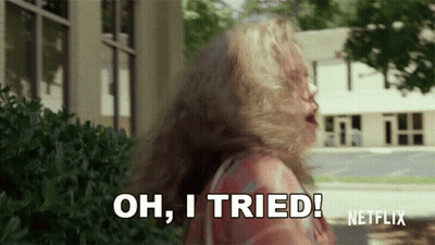 Woman Saying Oh I Tried In Front Of Building GIF
