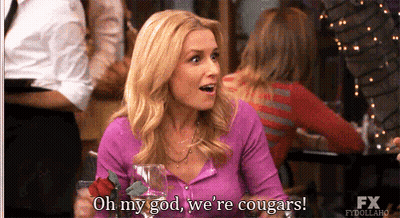 Woman Saying Oh My God We're Cougars With FX Logo GIF