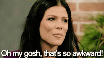 Woman Saying Oh My Gosh That's So Awkward GIF