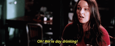 Woman Saying Oh We're Day Drinking In Restaurant GIF