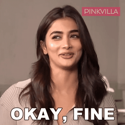 Woman Saying Okay Fine In Front Of Pink Villa Logo GIF