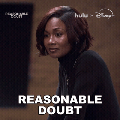 Woman Saying Reasonable Doubt in Black Shirt