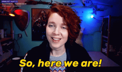 Woman Saying So Here We Are In Front Of Blue Light GIF