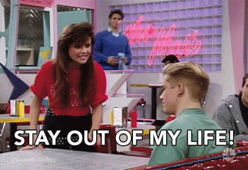 Woman Saying Stay Out Of My Life To Man GIF
