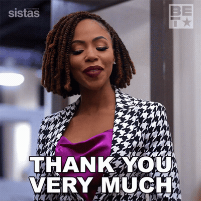 Woman Saying Thank You Very Much With Sistas Logo GIF