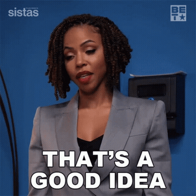 Woman Saying That's A Good Idea Blue Background GIF