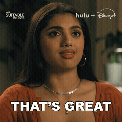 Woman Saying That's Great Hulu Logo GIF