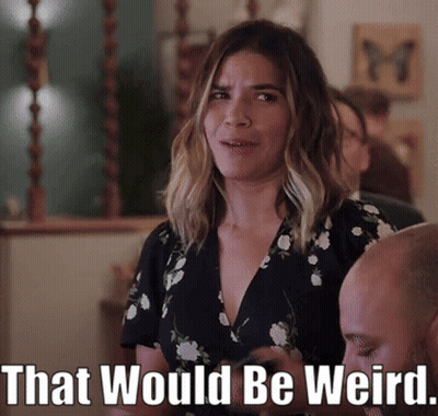 Woman Saying That Would Be Weird Looking At Man GIF