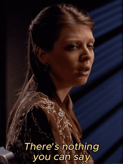 Woman Saying There's Nothing You Can Say In Yellow Letters GIF