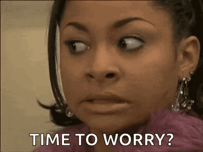 Woman Saying Time To Worry GIF