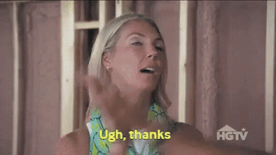 Woman Saying Ugh Thanks In Front Of Construction GIF