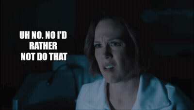 Woman Saying Uh No No I'd Rather Not Do That In Dark Room GIF