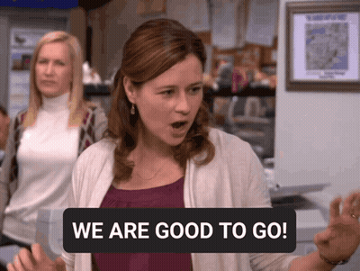 Woman Saying We Are Good To Go In Front Of Map GIF