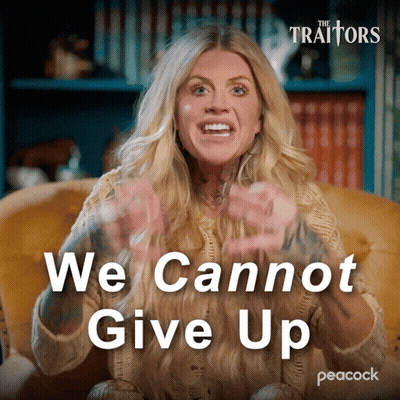 Woman Saying We Cannot Give Up With Peacock Logo GIF