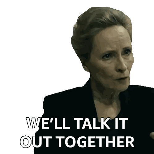 Woman Saying We'll Talk It Out Sticker