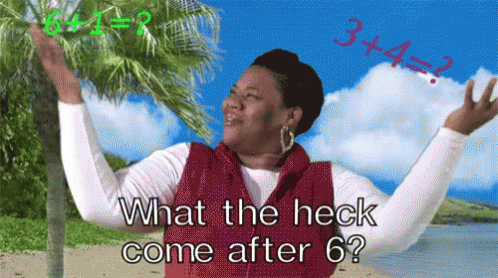 Woman Saying What Come After 6 GIF