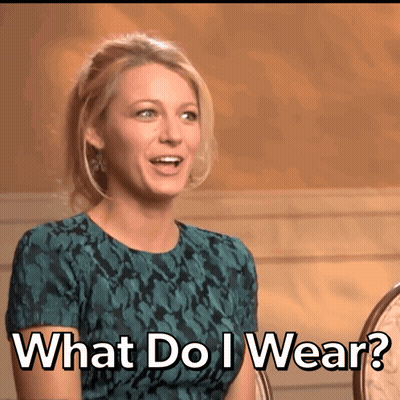Woman Saying What Do I Wear In Green Dress GIF