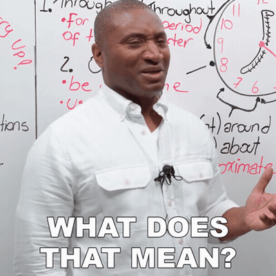 Woman Saying What Does That Mean In Front Of Amazon Logo GIF