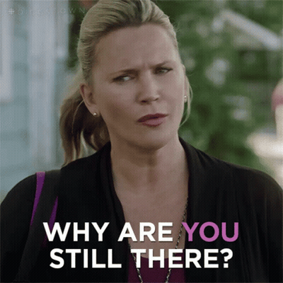 Woman Saying Why Are You Still There In Pink GIF