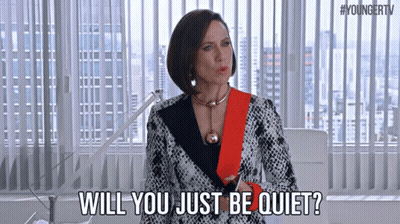 Woman Saying Will You Just Be Quiet GIF