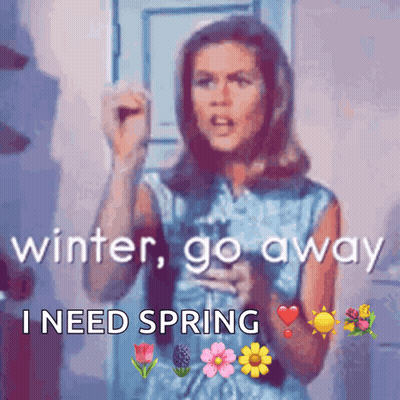 Woman Saying Winter Go Away GIF