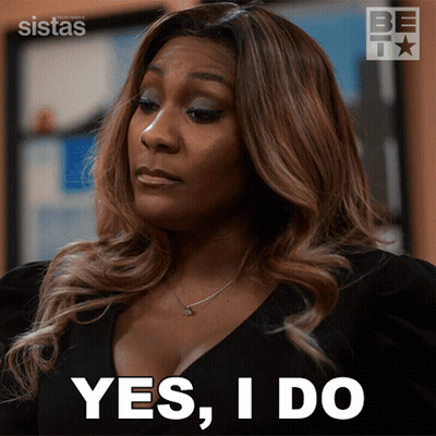 Woman Saying Yes In Front Of Sistas Sign GIF