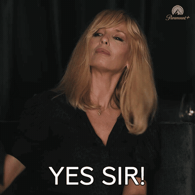 Woman Saying Yes Sir In Front Of Paramount+ Logo GIF