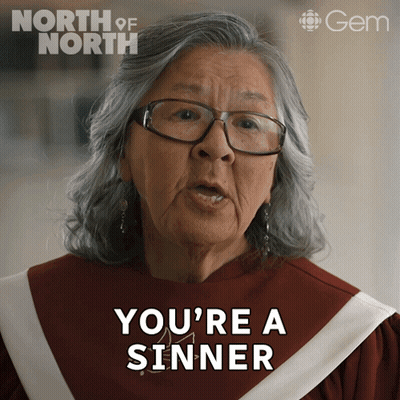 Woman Saying You're A Sinner At Gem Logo GIF
