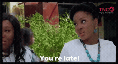 Woman Saying You're Late At TNC Logo GIF
