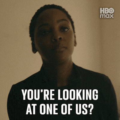 Woman Saying You're Looking At Us GIF