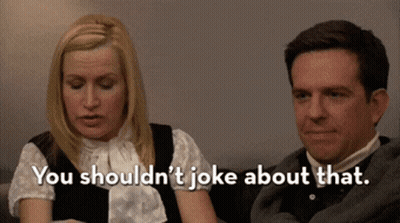 Woman Saying You Shouldn't Joke About That To Man Sitting Beside Her GIF