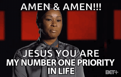 Woman Says Amen Amen Jesus You Are My Number One Priority GIF