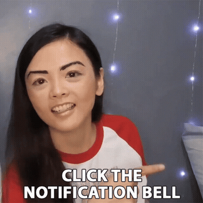 Woman Says Click The Notification Bell In Front Of Lights GIF