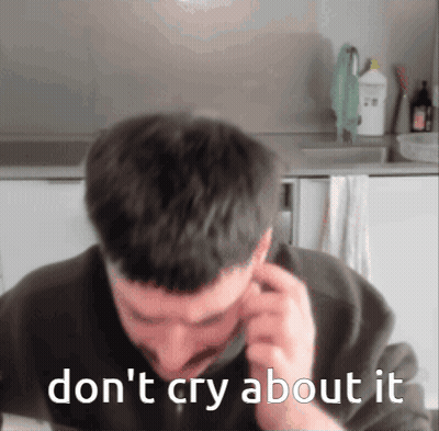 Woman Says Crying Is Not Gonna Do Anything In Pink Letters GIF