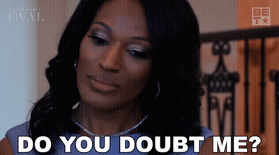 Woman Says Do You Doubt Me In Front Of Staircase GIF