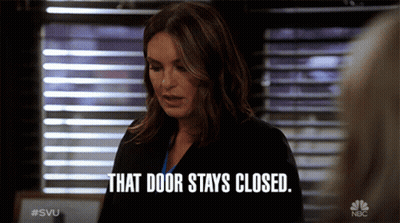Woman Says Door Stays Closed GIF