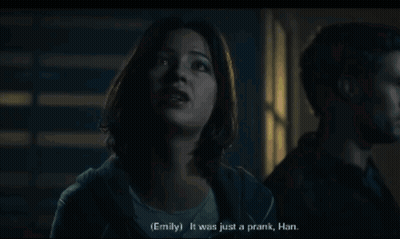 Woman Says Emily It Was Just A Prank Han In Dark Room GIF