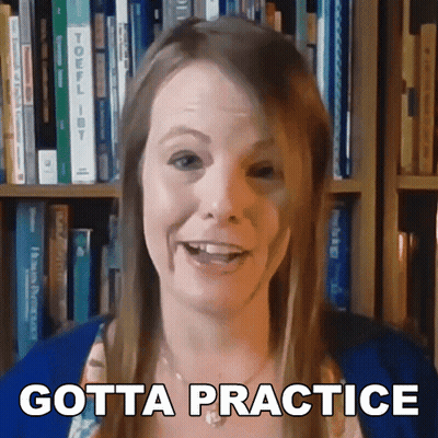 Woman Says Gotta Practice In Front Of Bookshelf GIF